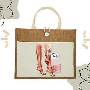 Custom Canvas Tote Bag, Large Size - Fashion Theme #12 - Cream Tote